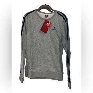 Camel Crown Women’s Gray/Dark Navy Crewneck Sweatshirt with Logo, Size Large NWT